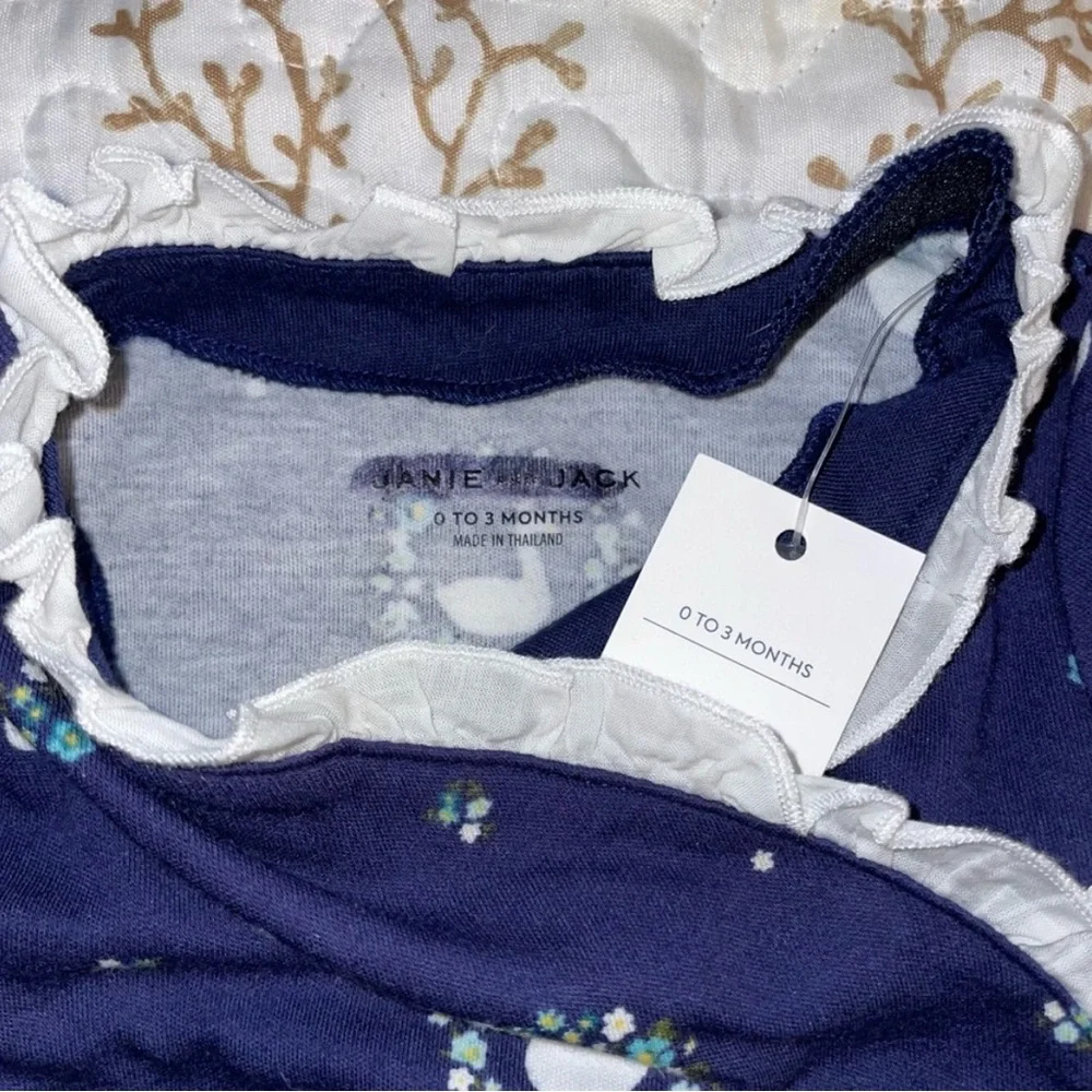 NWT Janie and Jack ruffle navy swan kimono onesie BABY size 0-3 6-9 months - Picture 6 of 6